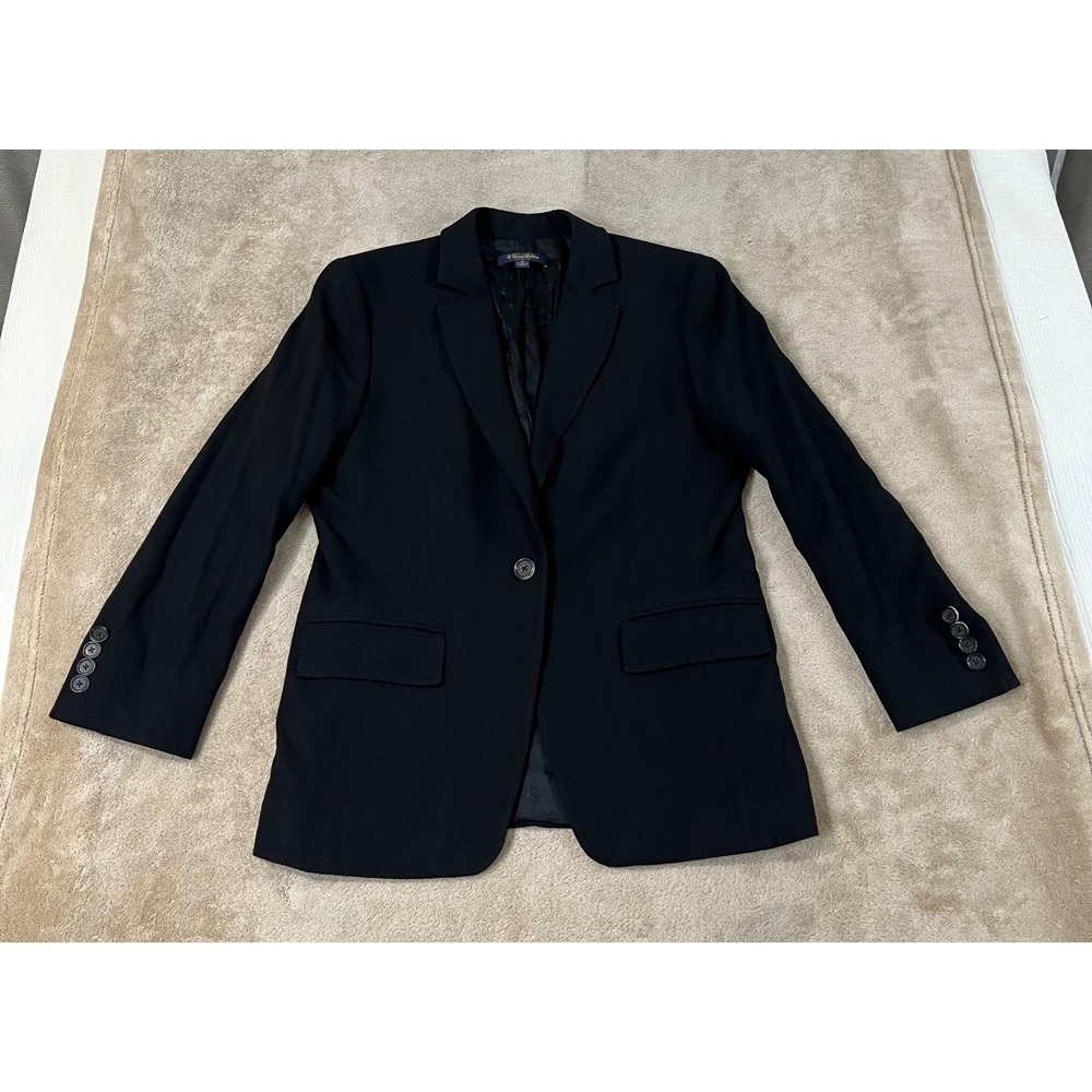 Brooks Brothers Loro Piana Blazer Women's 6 Black Classic Fit Stretch Wool Silk